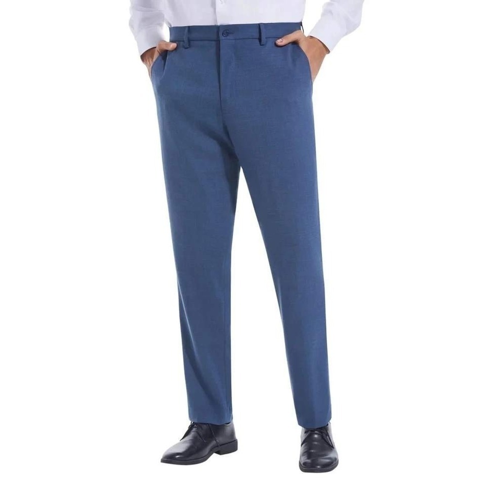 NEW DUCHAMP Men's Size 38x30 Blue Stretch Waistband Slim Fit Dress Pants